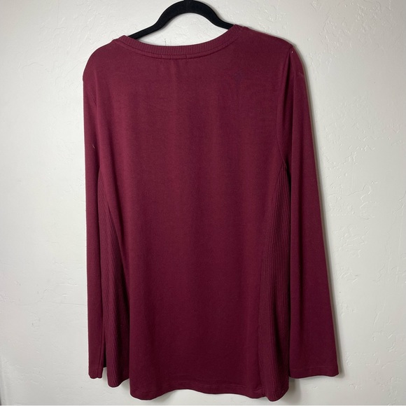 Modern Canvas Womens Graphic Knit Fall High Low Top Shirt Sz XXL Maroon - Picture 3 of 4